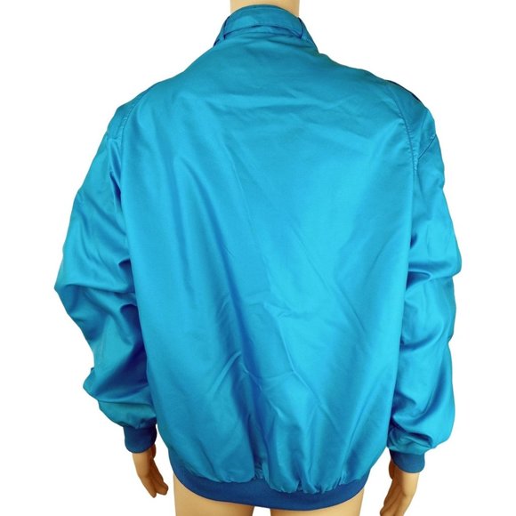 Vintage Racer Jacket Blue Patsy Bee 70s Zip Men Medium Shoulder Strap Neck Snaps - Picture 3 of 7